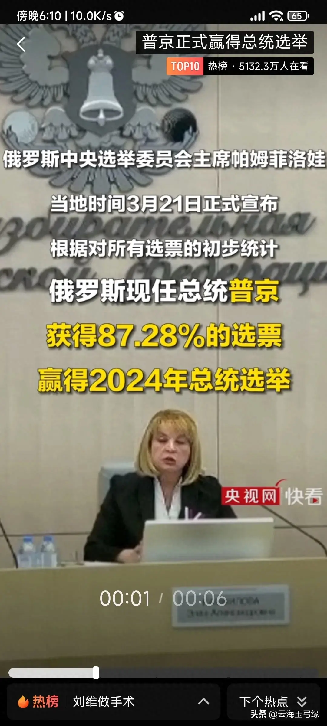 2024年普京赢得俄罗斯总统选举（弗拉基米尔·普京总统以压倒性的87.28%的选票成功连任） 1
